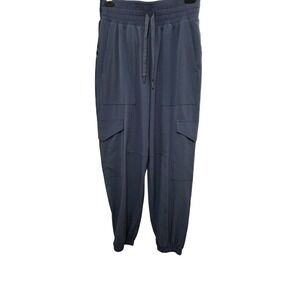 Spanx Women's Gray Elastic Waist Jogger Pants Drawstring & Cargo Pockets Size S